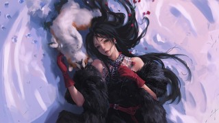 Девушка с собакой арт