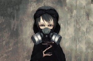 Девушка в противогазе арт