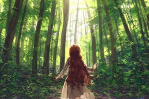 Девушка в лесу арт