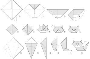 Оригами кот из бумаги