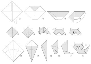 Оригами кот из бумаги