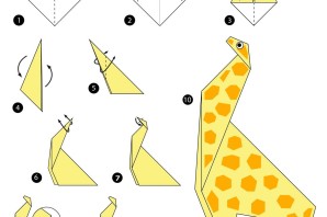 Оригами жираф из бумаги