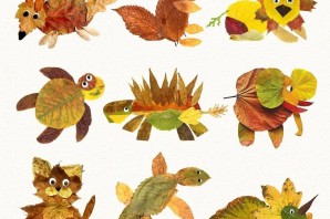 Аппликация на тему осень из листьев
