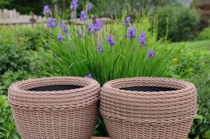Узоры на кашпо из ротанга