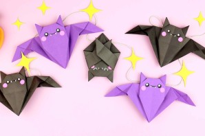 Оригами летучая мышь из бумаги