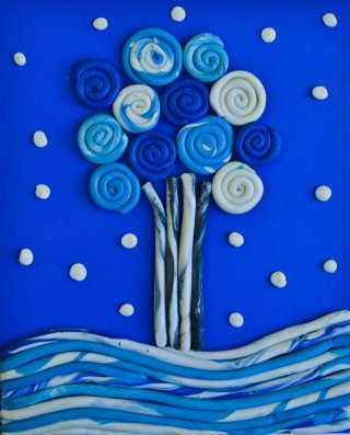 Зимнее дерево из пластилина