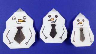 Снеговик из бумаги оригами