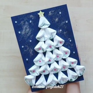 Елочка из ватных дисков