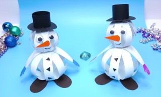 Снеговик объемный из бумаги