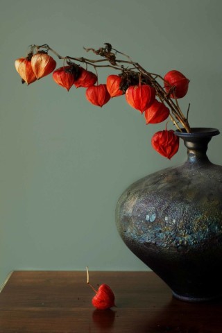 Китайский фонарик в вазе с сухоцветами