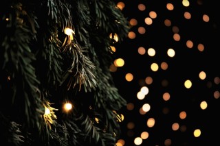 Желтая гирлянда на елке