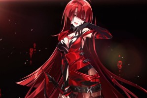 Аниме тян с красными волосами