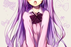 Аниме девушка с фиолетовыми волосами