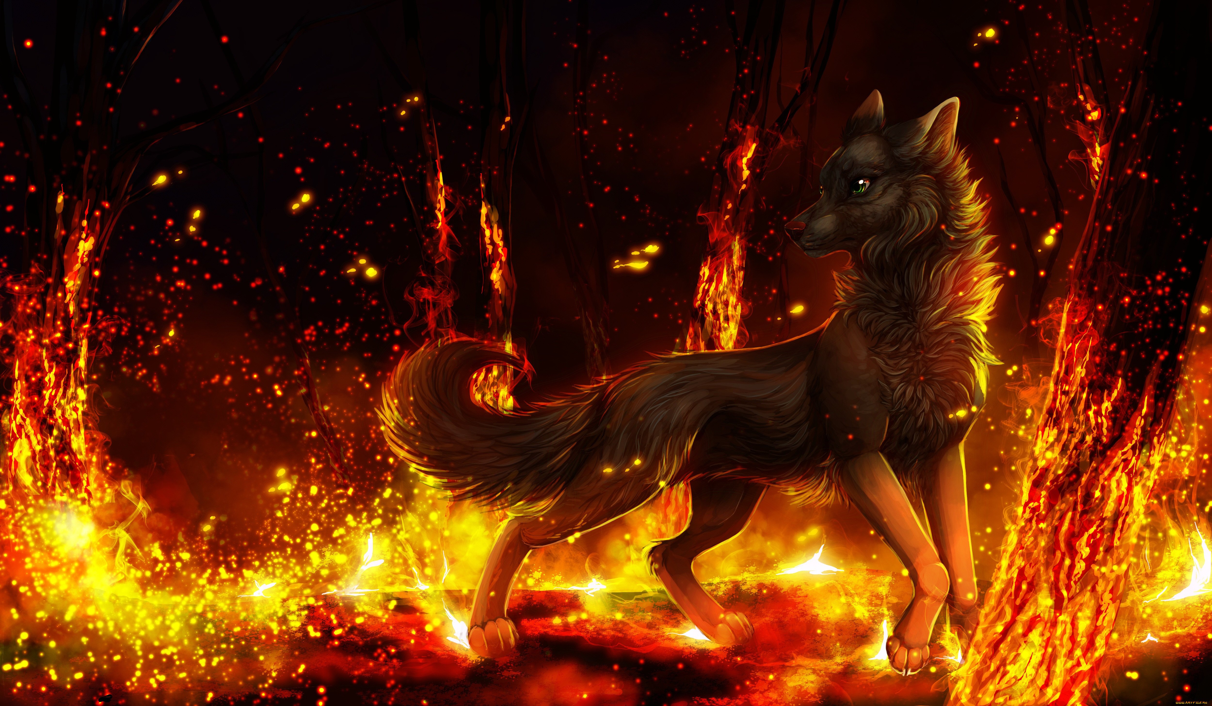 Тема: Аниме Волк в огне Волк в огне Стихии Кицунэ лиса Ahri lol Огненная Ци...