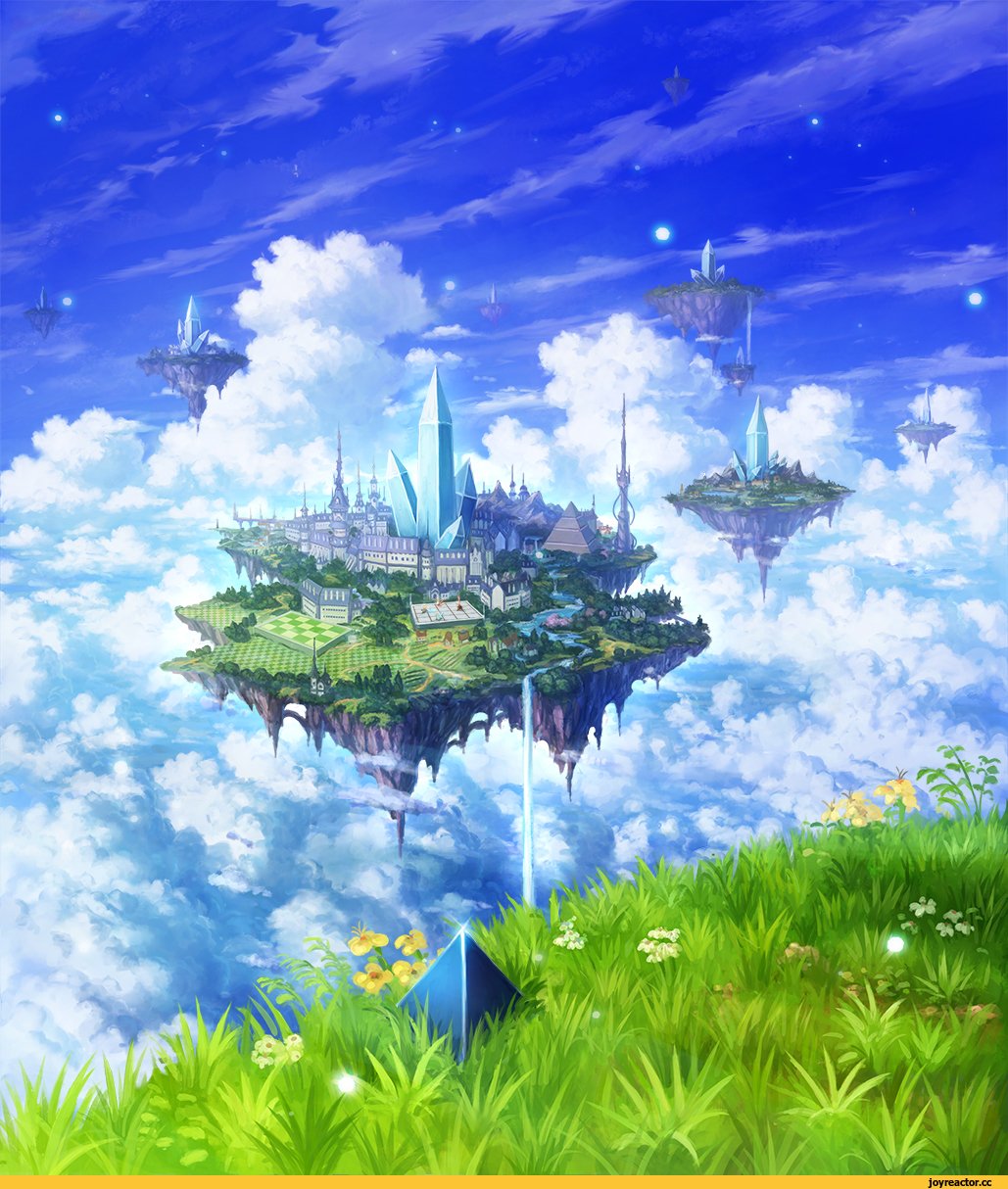 Animeverse island. Айнкрад Геншин. Макото Геншин арт. Небесный остров. Летающие острова.