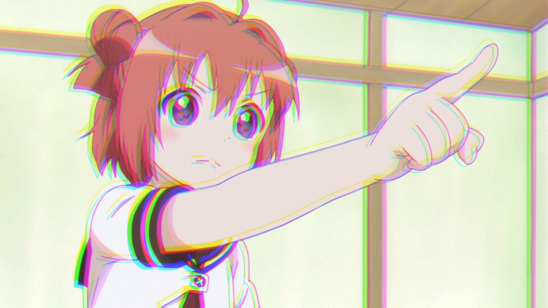 Девочка показывает указательный палец аниме