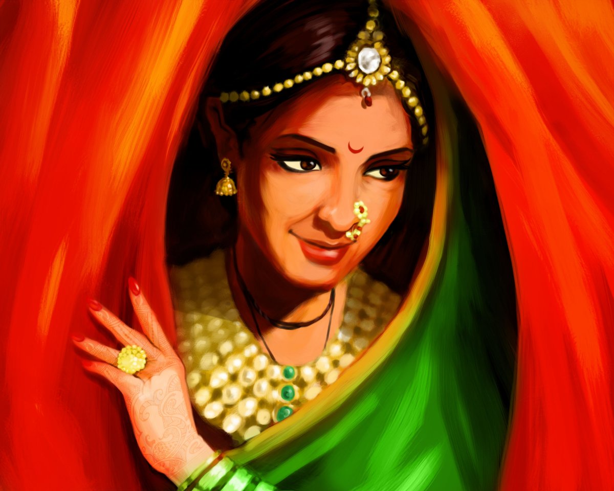 Индийская девушка арт