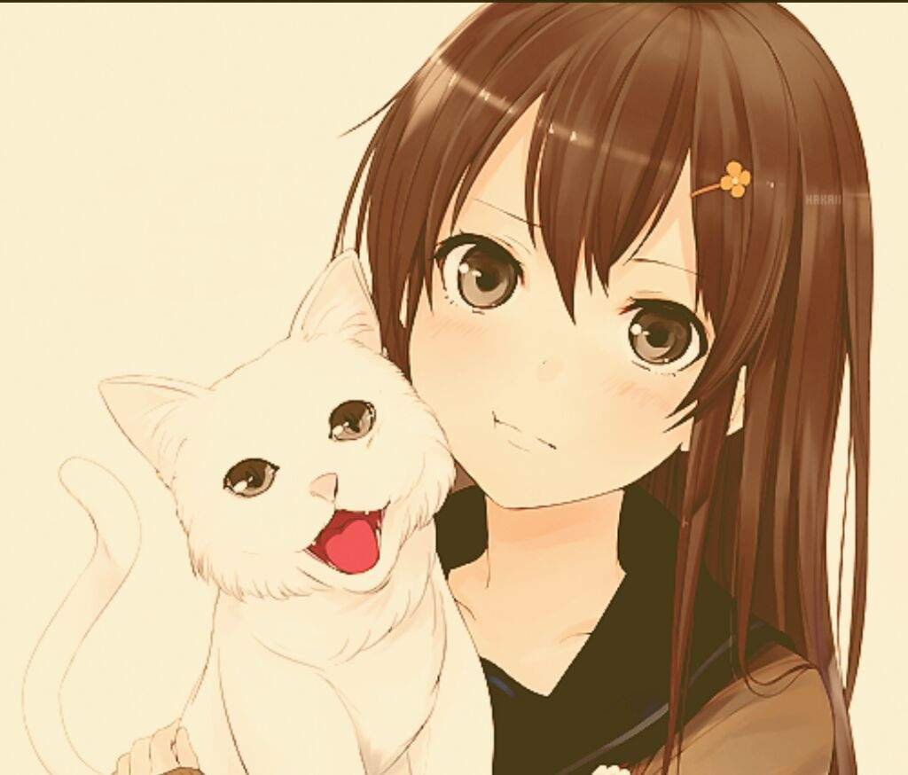 Аниме девочка с котом