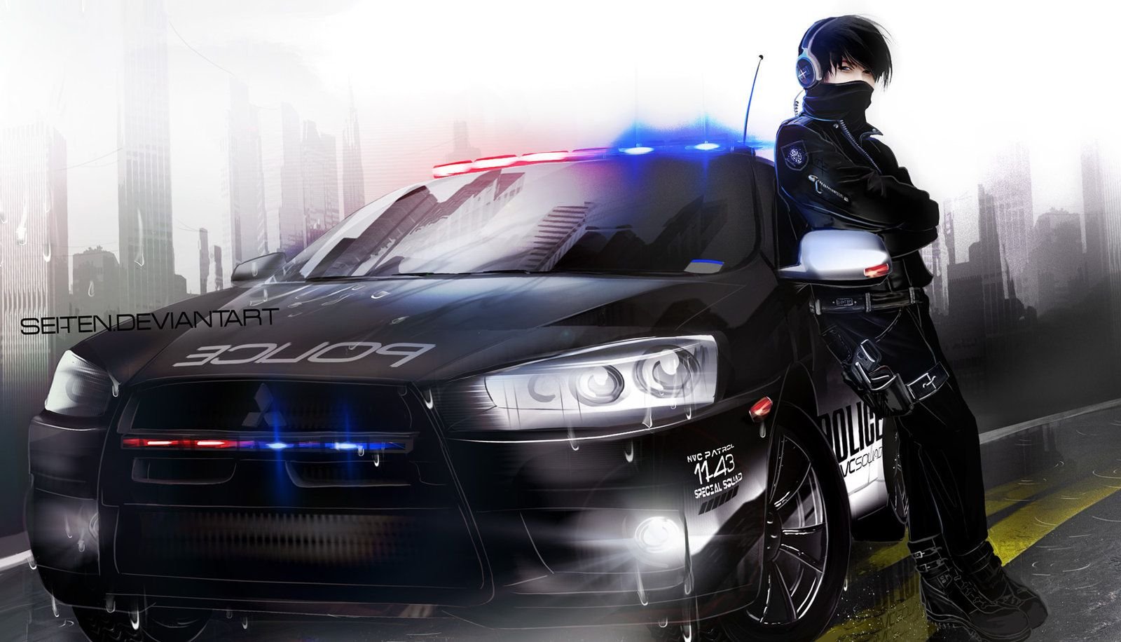 Полицейская машина арт аниме