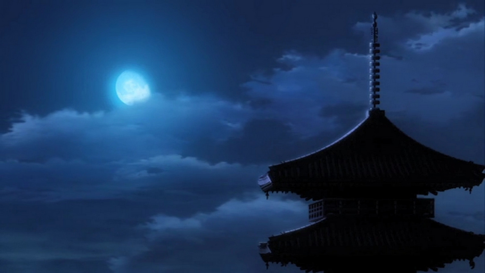 Япония ночью Луна