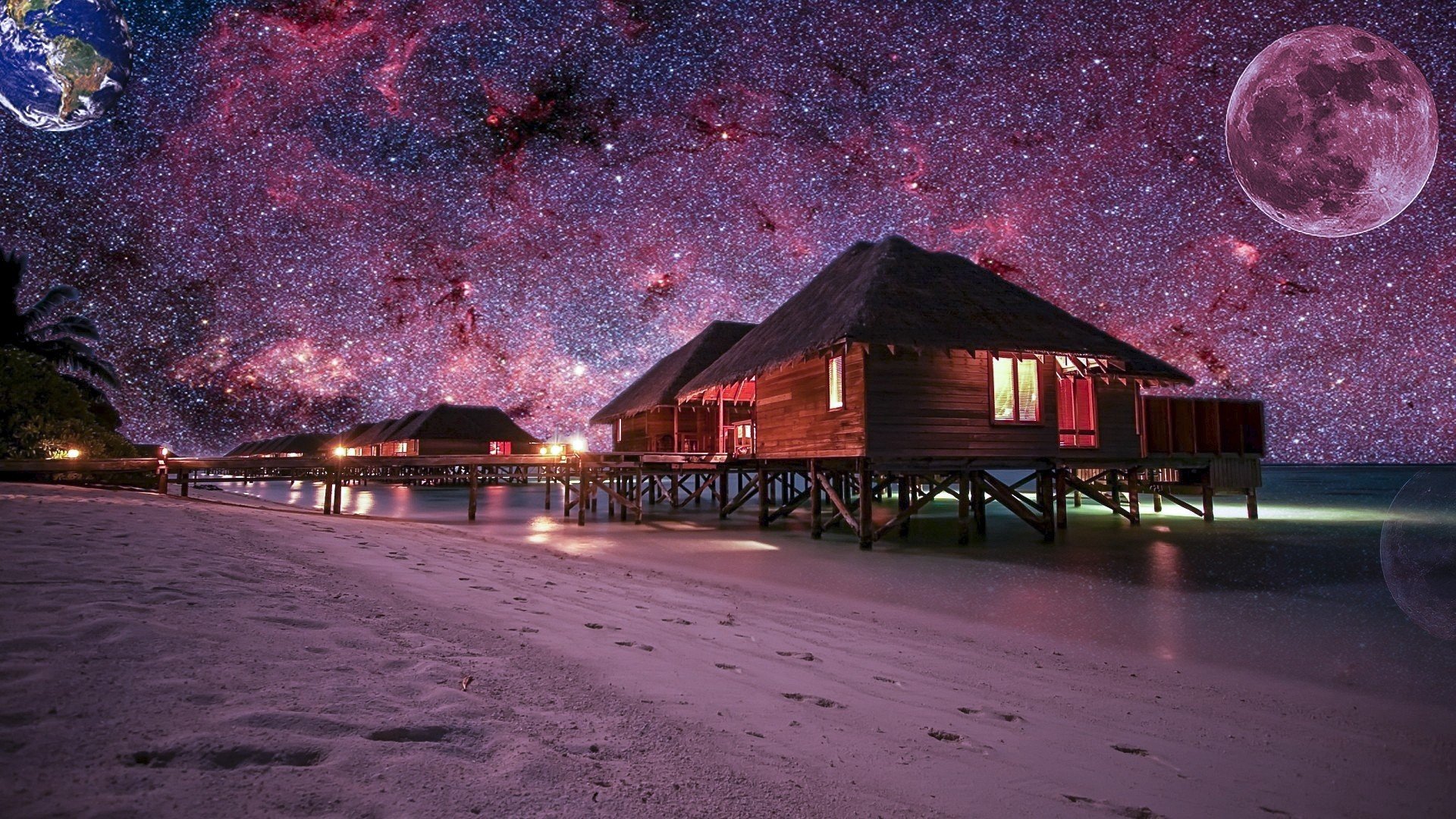 Туры звездное небо. Остров Ваадху Мальдивы. Красивая ночь. Ночной пляж. Звездное небо.