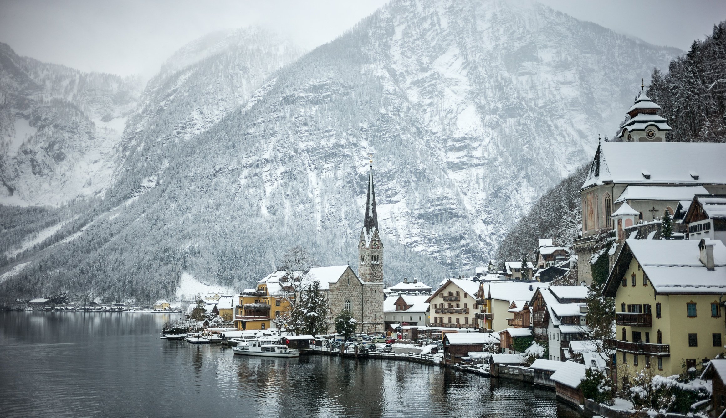 Австрия Эстетика Hallstatt зима