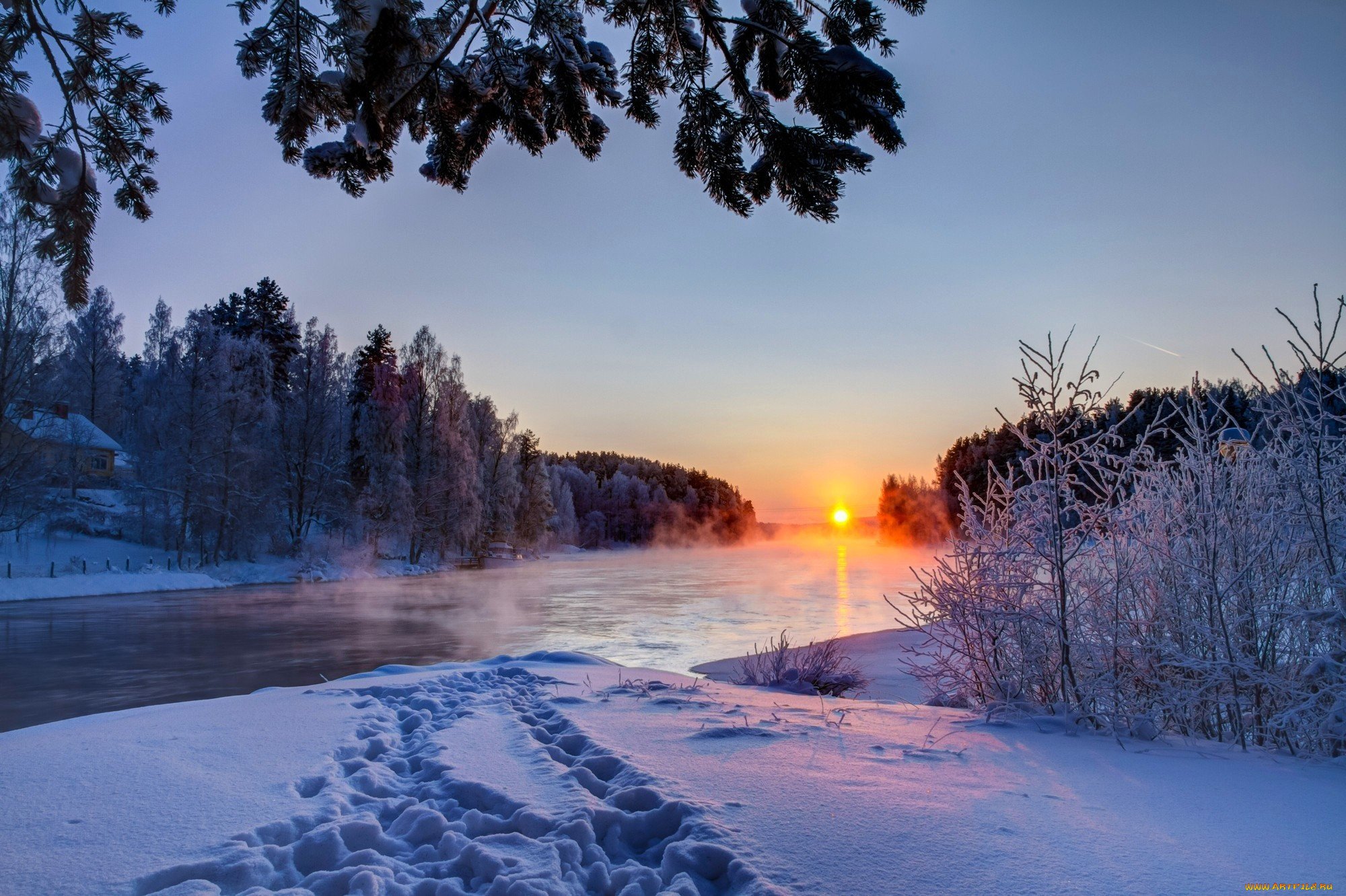 Красивого утра февраля. Февральский пейзаж. Зимнее утро. Зимняя природа. Зимний закат.