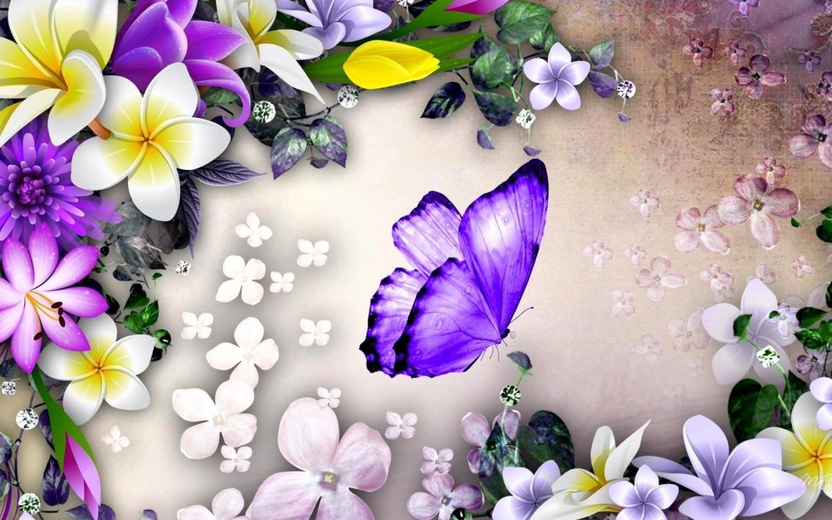 Картинки с цветочками и бабочками