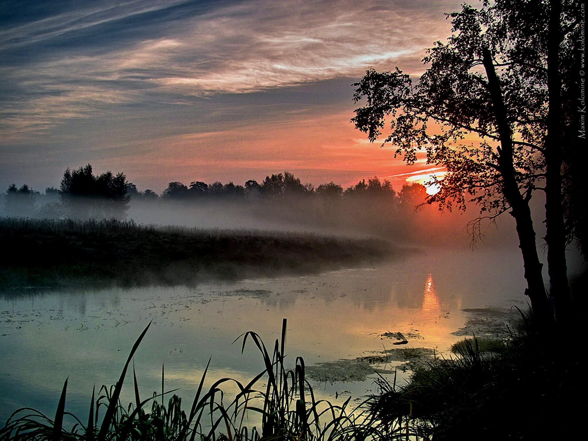 Тихо вечер догорает. Туманное утро Фет. Вечер над рекой. Рассвет на пруду. Рассвет на реке.