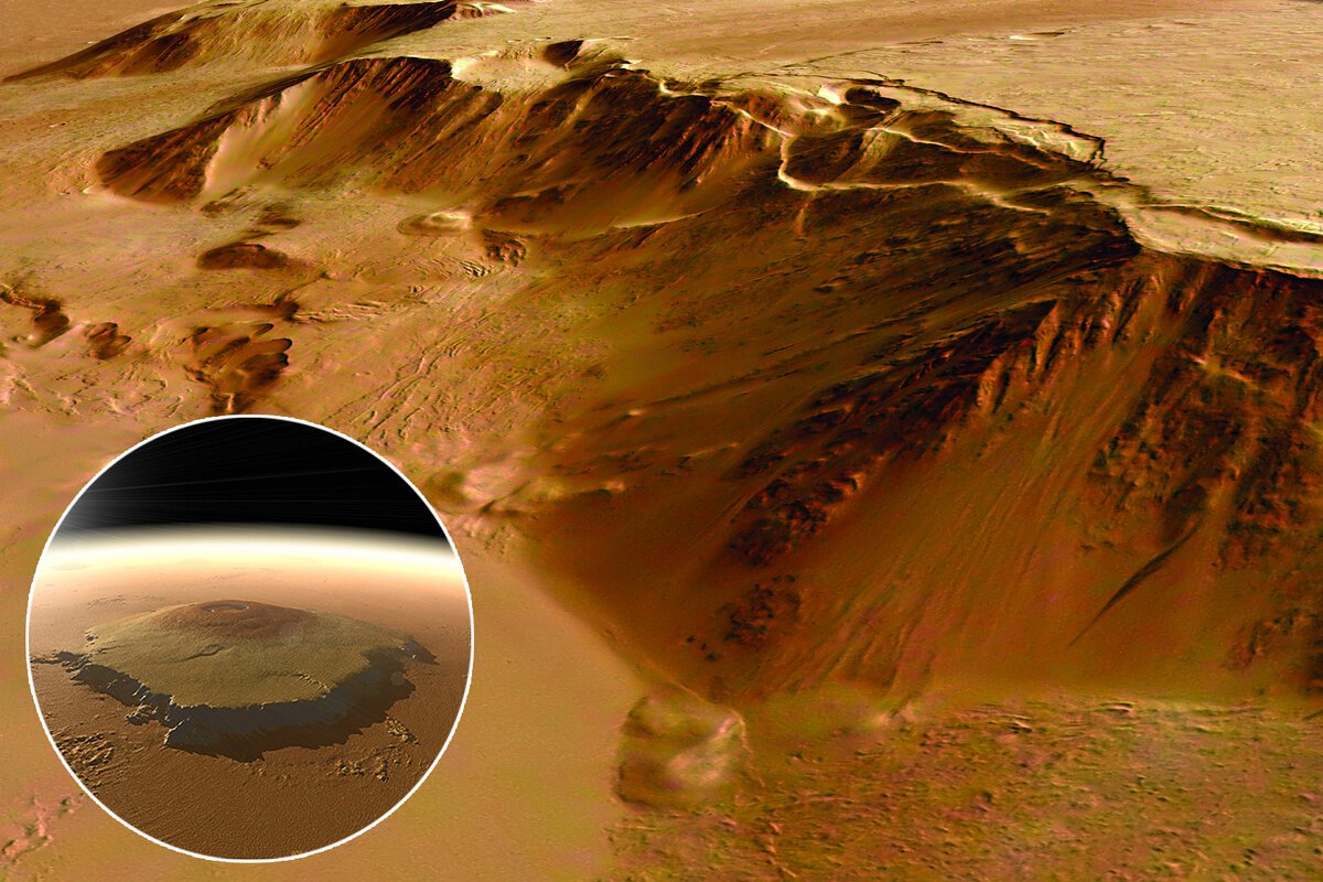 Высочайшая гора солнечной системы находится. Гора Олимп на Марсе. Марсианский потухший вулкан гора Олимп. Марс Планета вулкан Олимп. Марс Планета гора Олимп.
