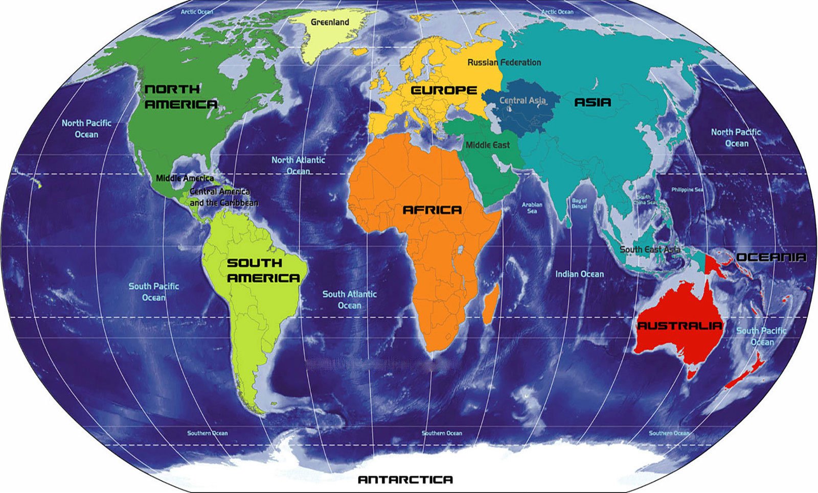 World s oceans. Карта материков. Карта континентов.