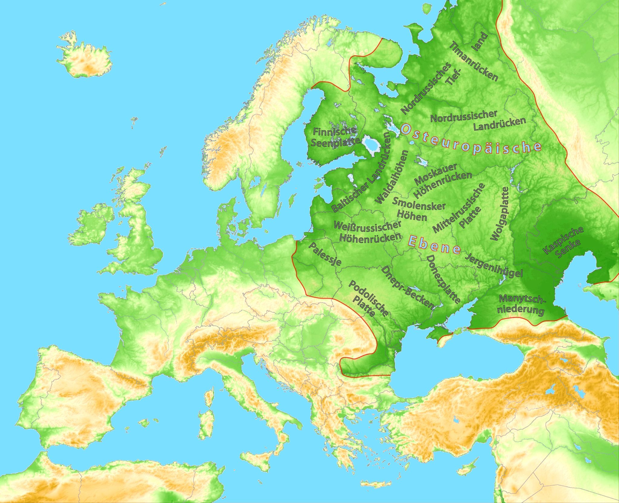 Рельеф Европы равнины