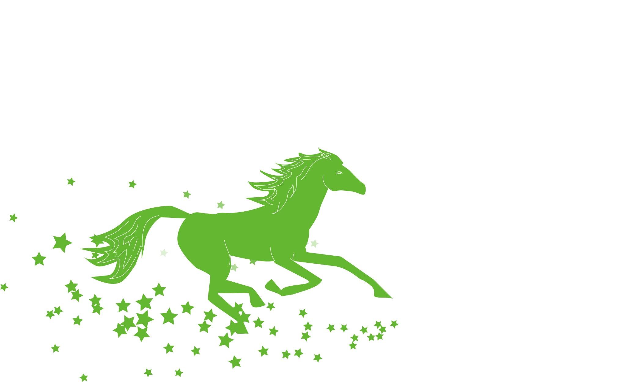Конь на зеленом фоне
