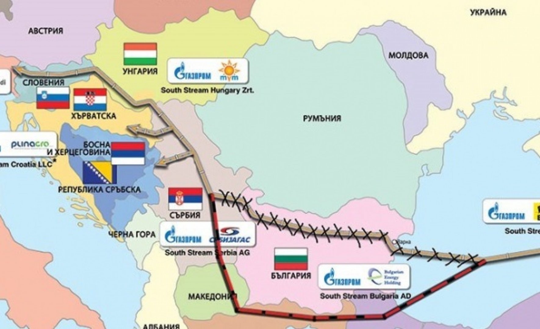 Турецкий поток Болгария на карте