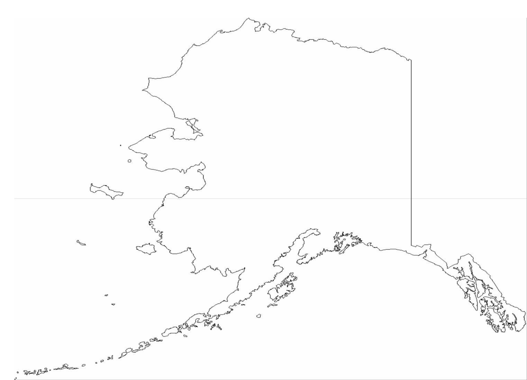 Аляска на контурной карте