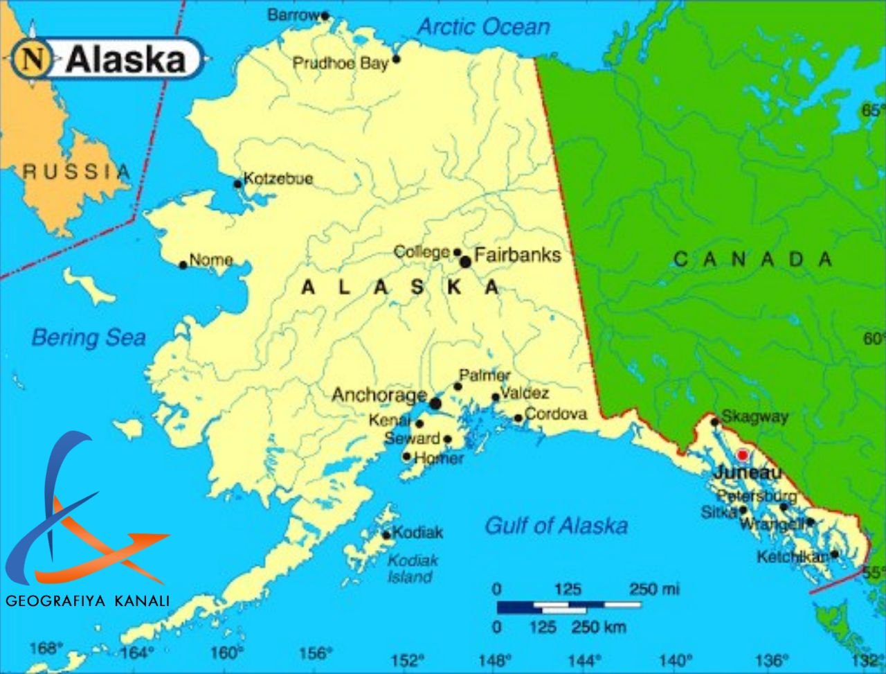 Расположение Аляки на карте