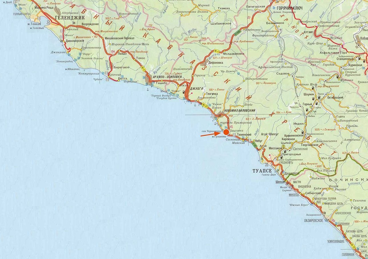 Краснодар побережье черного моря карта