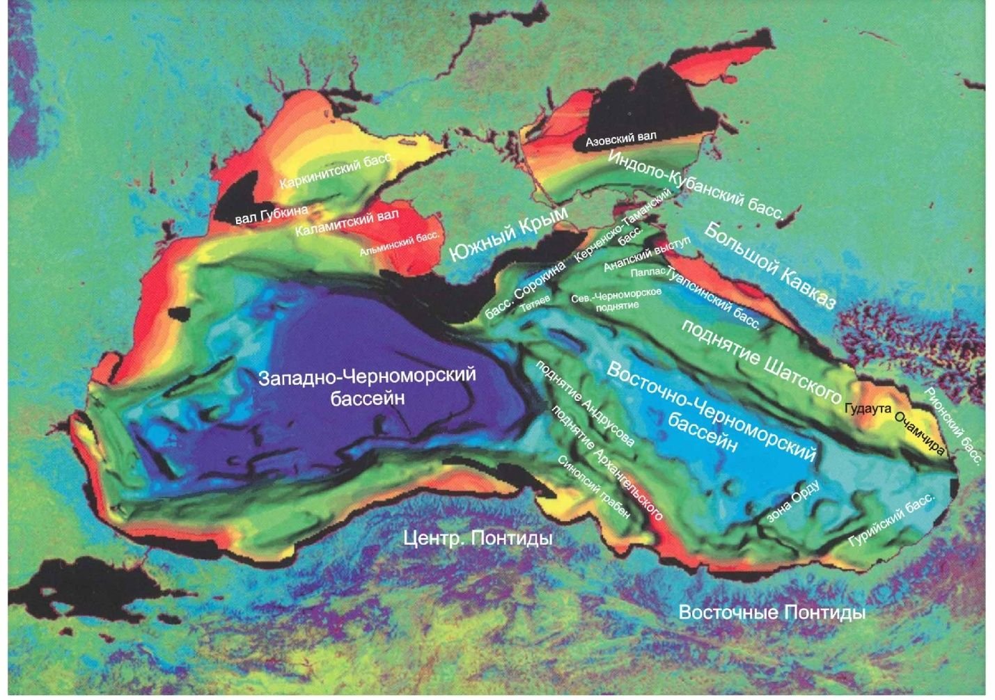 Черное море глубина карта