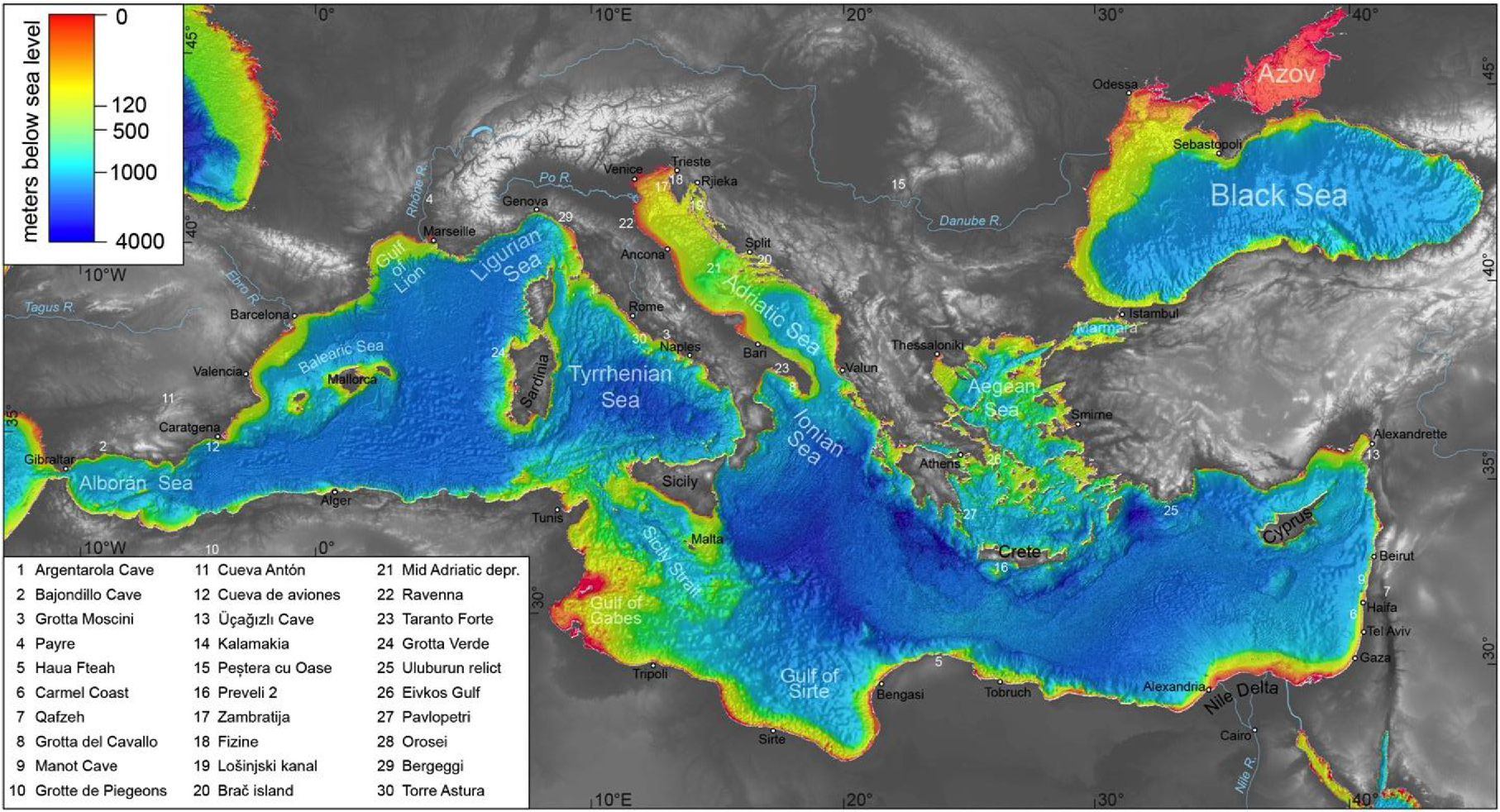 Карта черных вод. Карта дна Средиземного моря. Карта дна Средиземного моря с рельефом. Рельеф дна Средиземного моря без воды. Рельеф дна Средиземного моря.