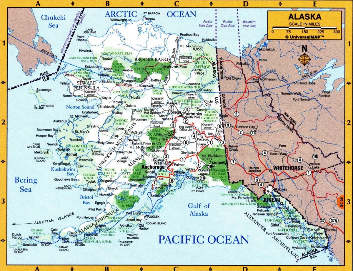 Аляска на карте США на русском языке с городами подробная