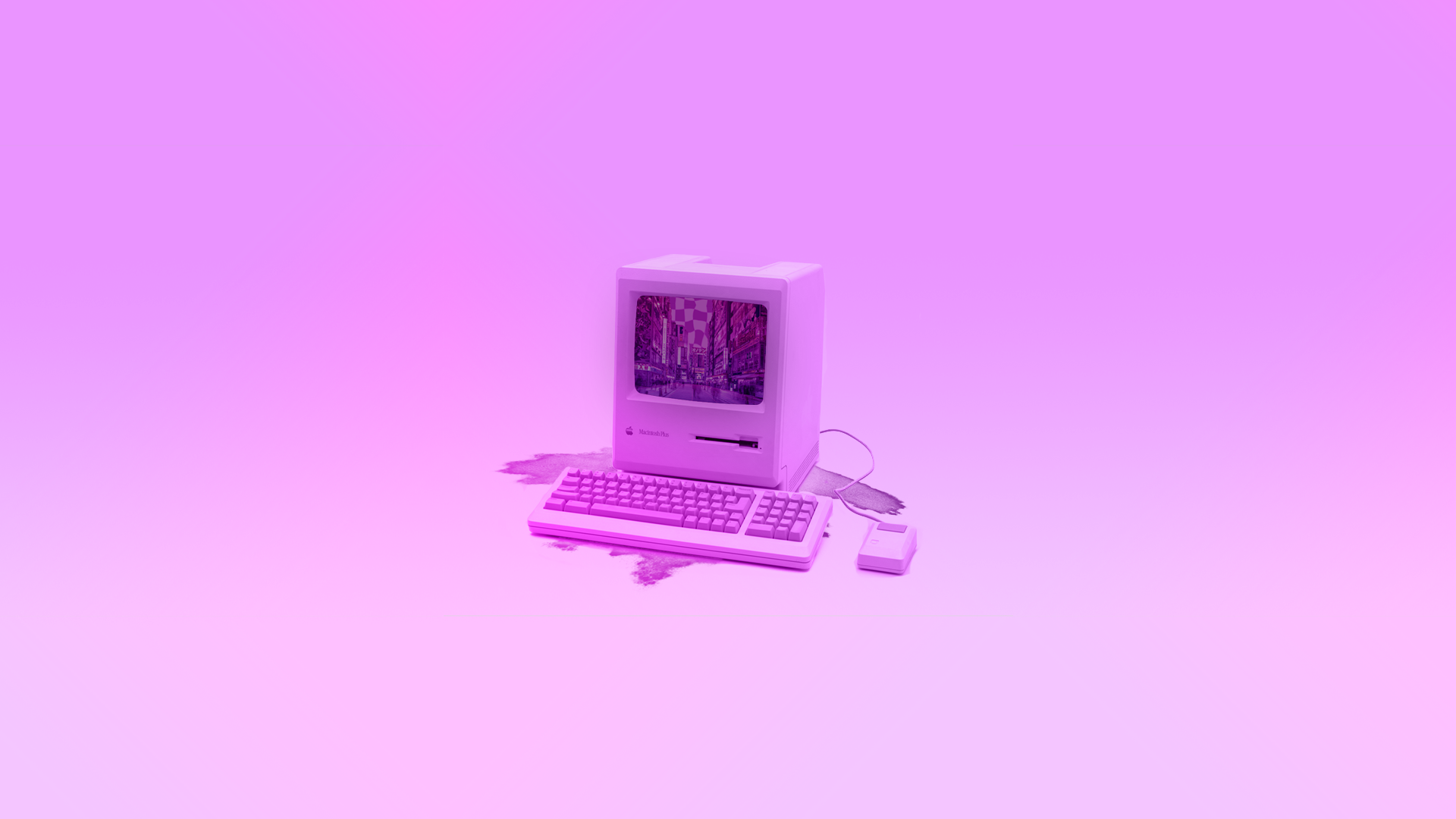 Розовый экран ноутбука. Макинтош вапорвейв. Розовый ПК. Фиолетовый компьютер. Фиолетовый фон на компьютер.