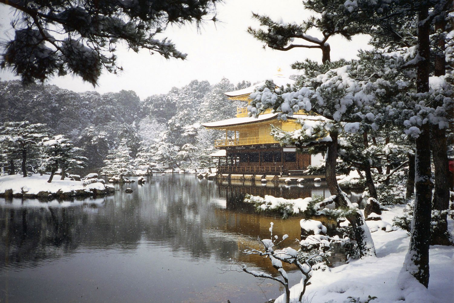 Золотой павильон в Киото древней столицы Японии