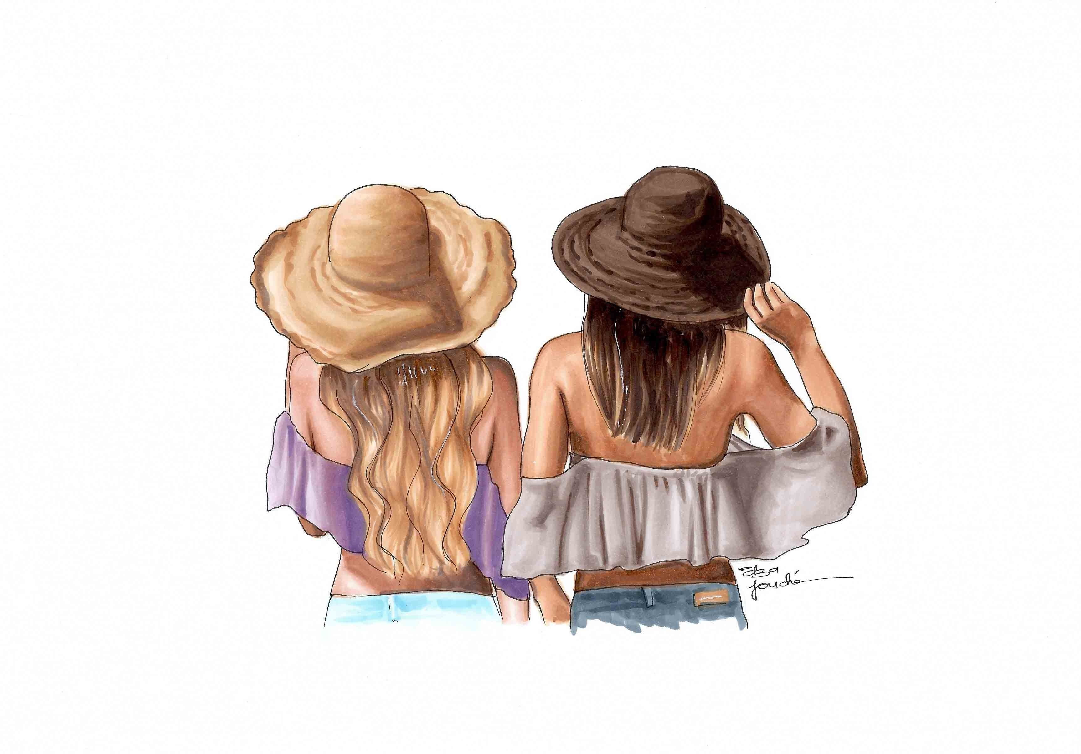 Две девушки рисунок