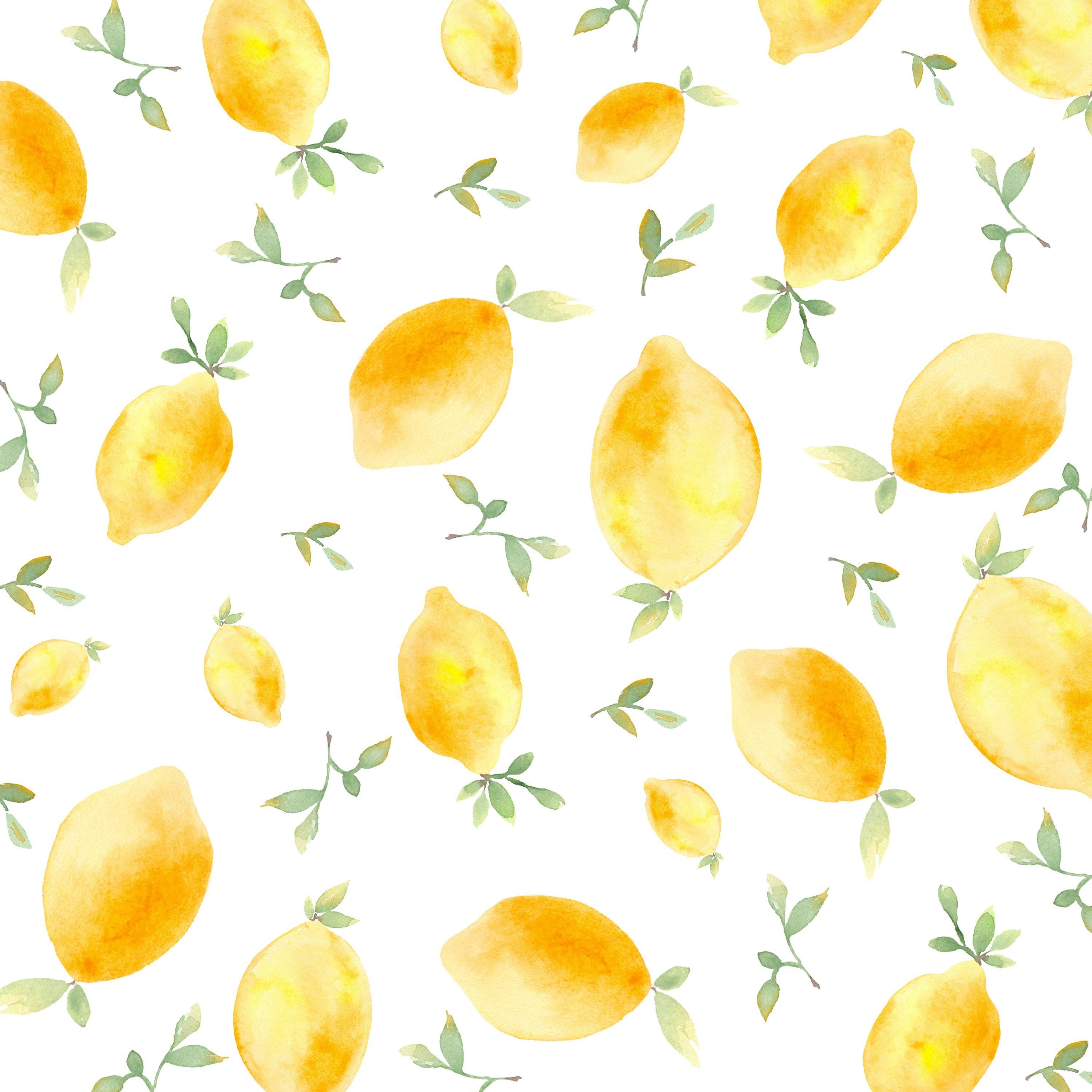 Лимоны акварелью паттерны
