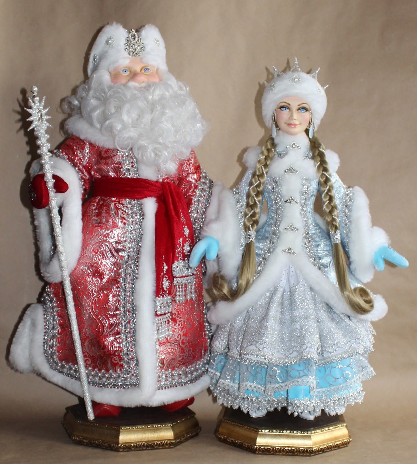 Дед Мороз и Снегурочка из папье маше