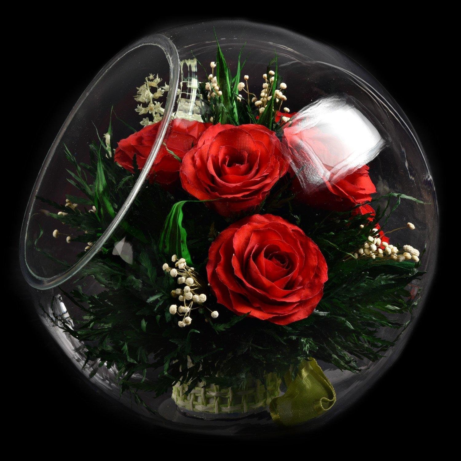 Живой сюрприз. Цветы в вакууме. Живые цветы в стекле. Композиция из роз. Живые цветы в вакууме.