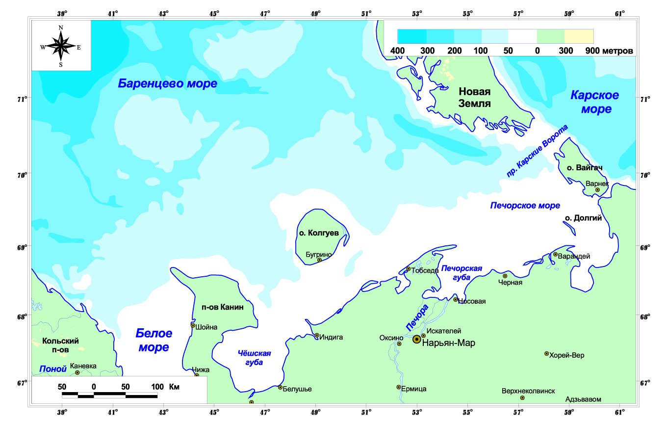 Баренцево море на карте