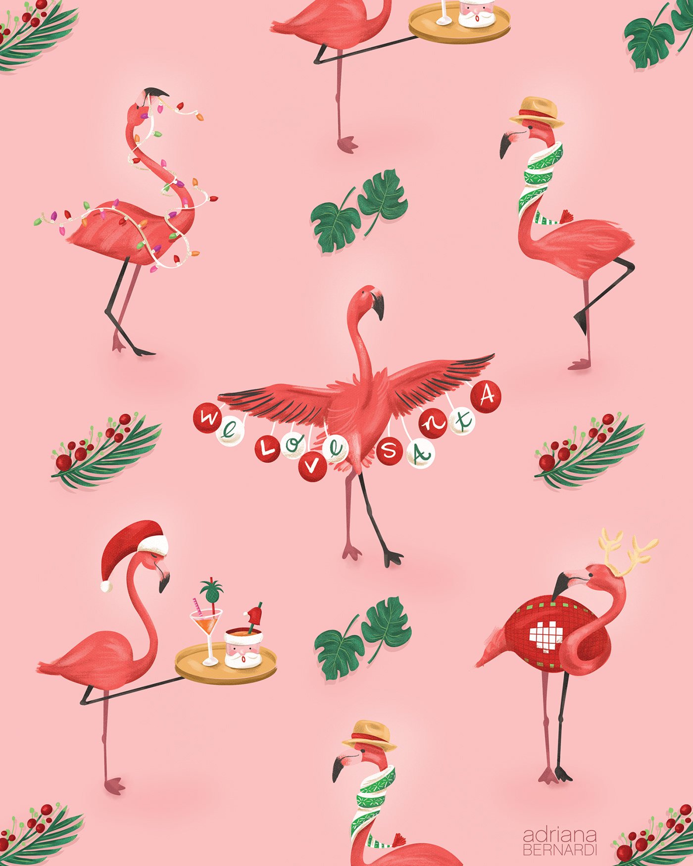 Фламинго Рождество