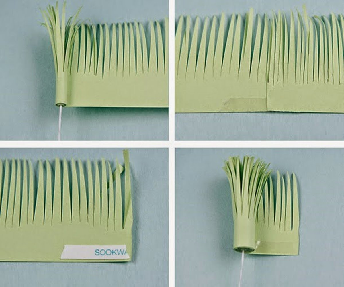 Объемная травка из бумаги