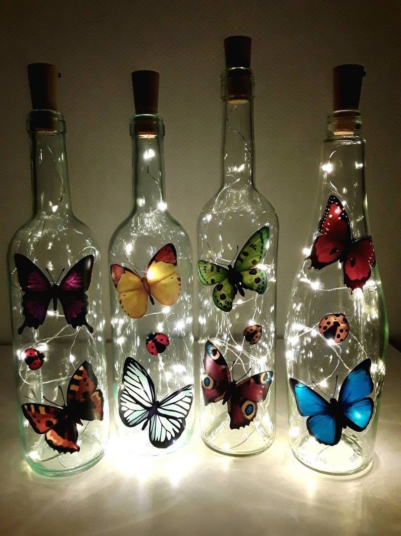Украшение стеклянных бутылок